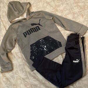 Puma Gray and Black Hoodie Set